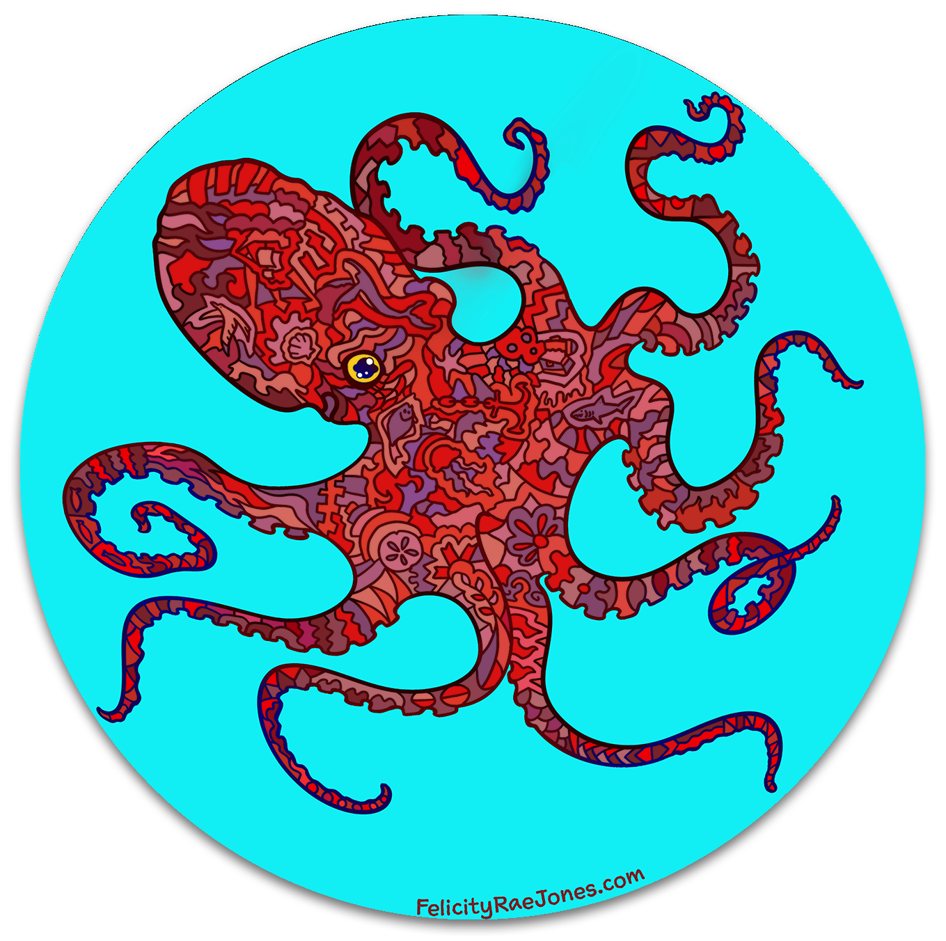 Colored Octopus Vinyl Sticker