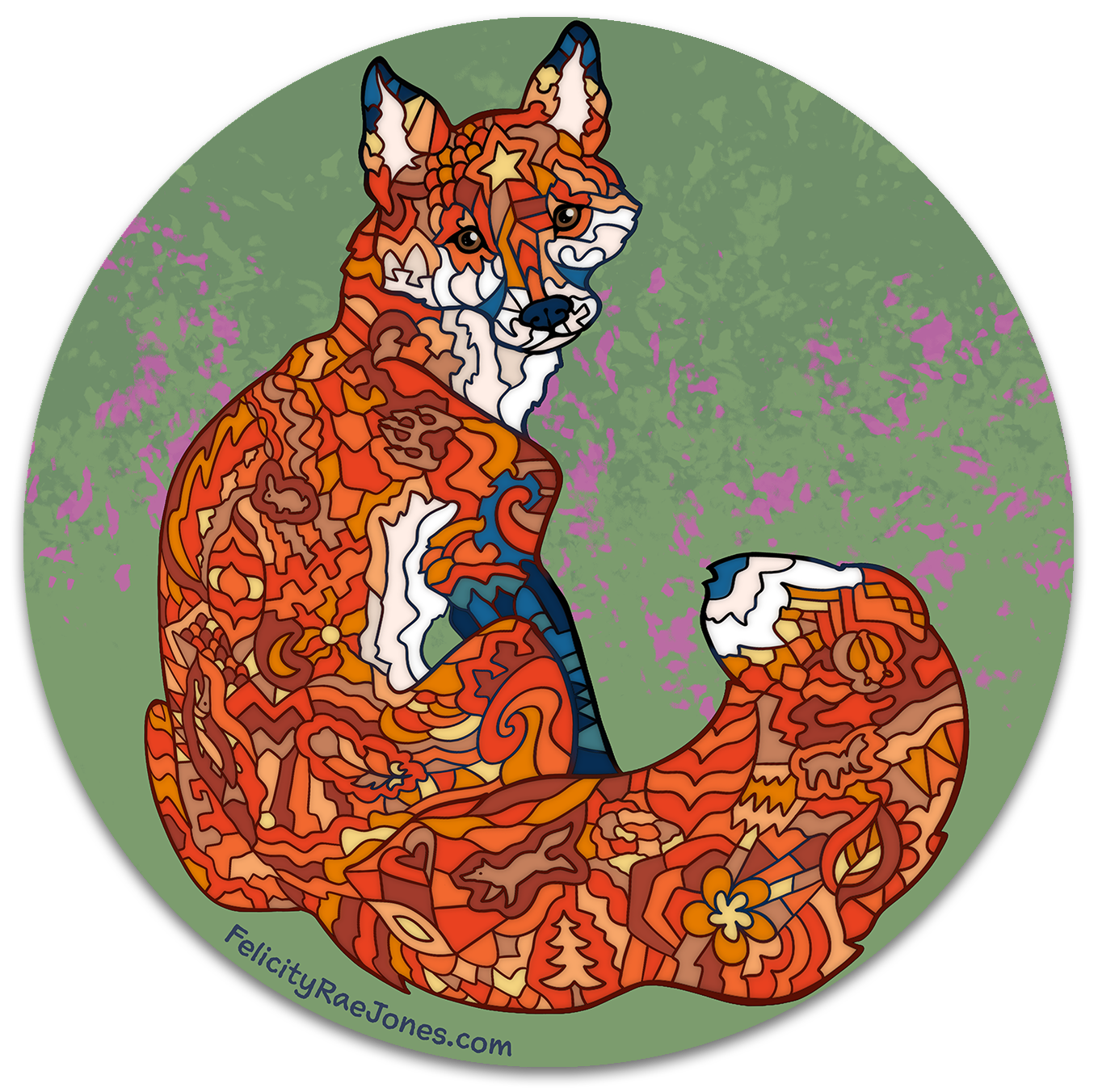 Colored Fox Vinyl Sticker