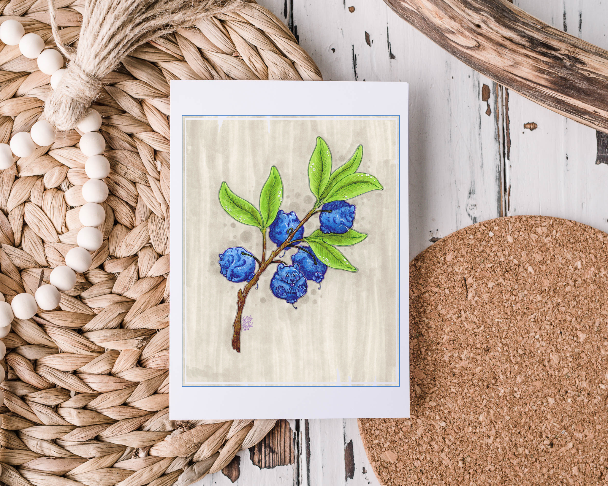 "Blue-bear-ries" Greeting Card