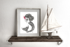 "Doodle Musing Mermaid"  - Doodle Art - Fine Art Print
