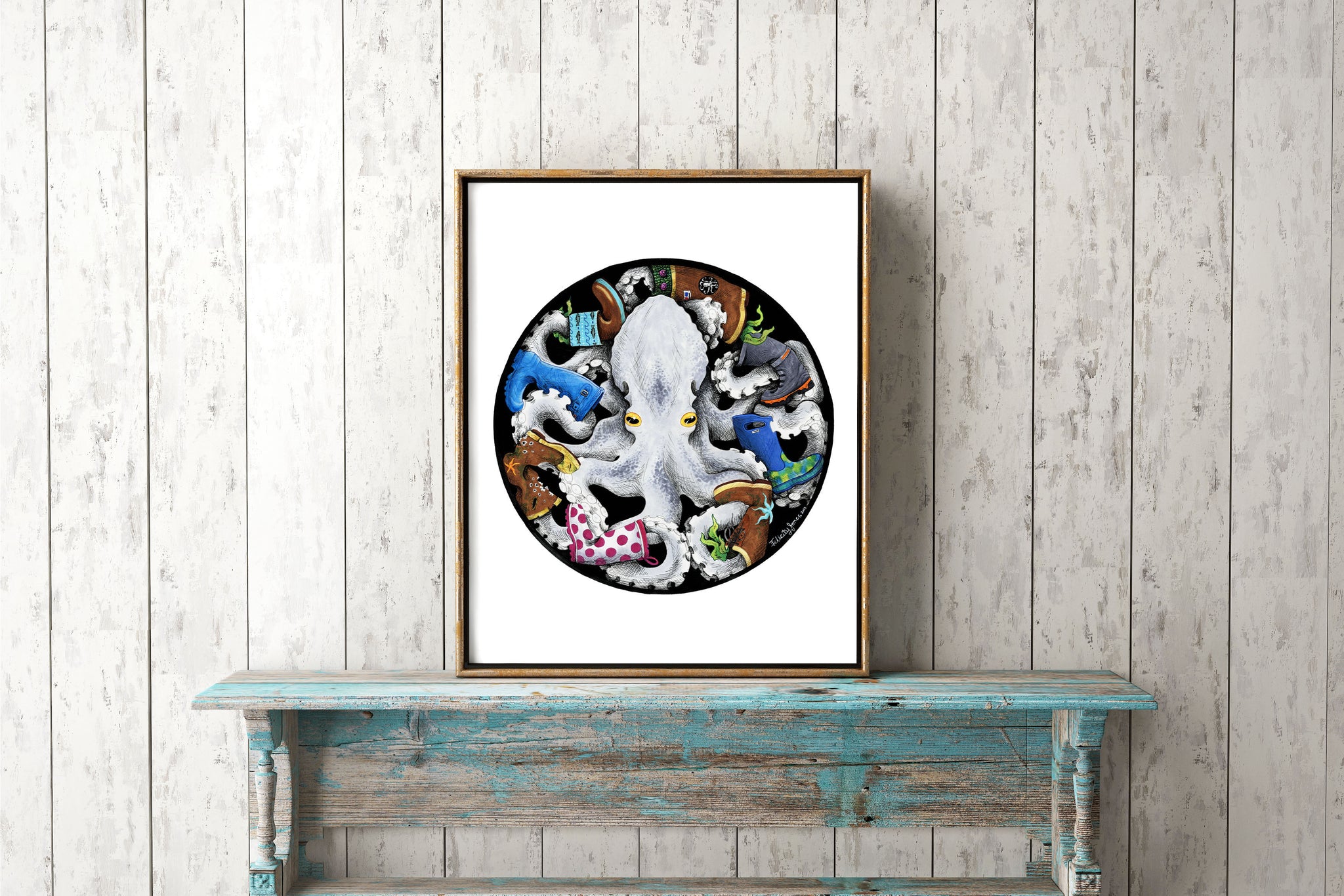 Octopus in Boots - Fine Art Print