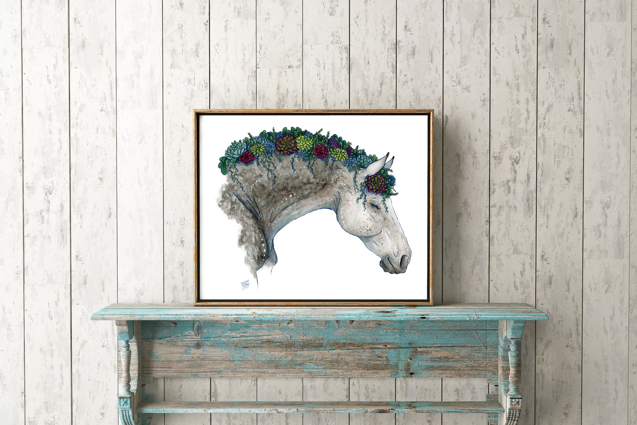 succulent horse Tranquil Succulent " - Plant Ponies - Fine Art Print