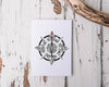 " Doodle Seafarers Compass "  Greeting Card (Wholesale)
